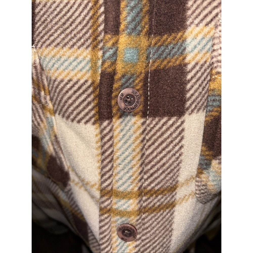 XXL Weatherproof Flannel Fleece Lined Jacket Brown Tan Plaid Button Up Pockets - Picture 5 of 13